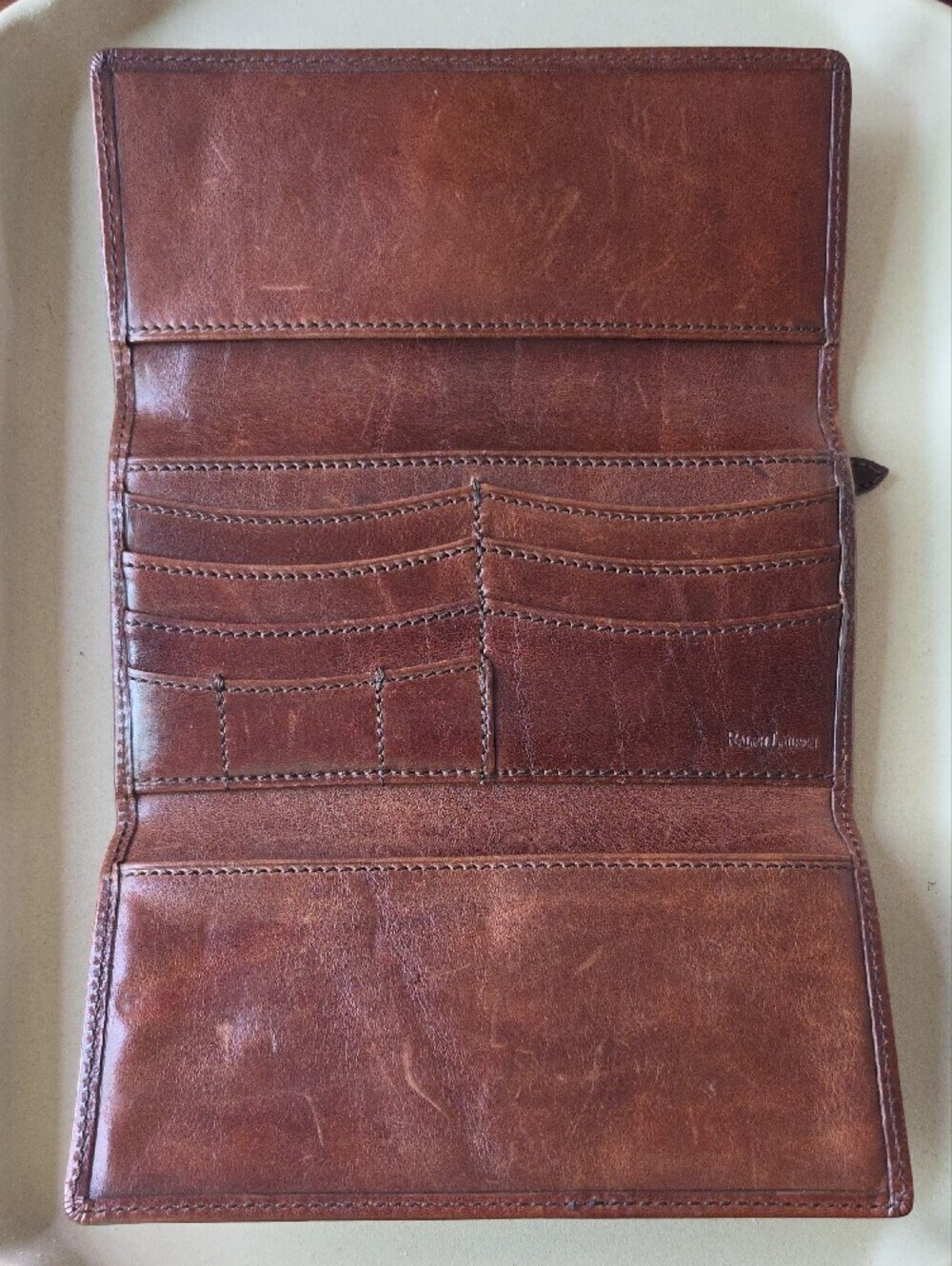 Ralph Lauren Cognac Brown Leather Clasp Wallet - Picture 3 of 14